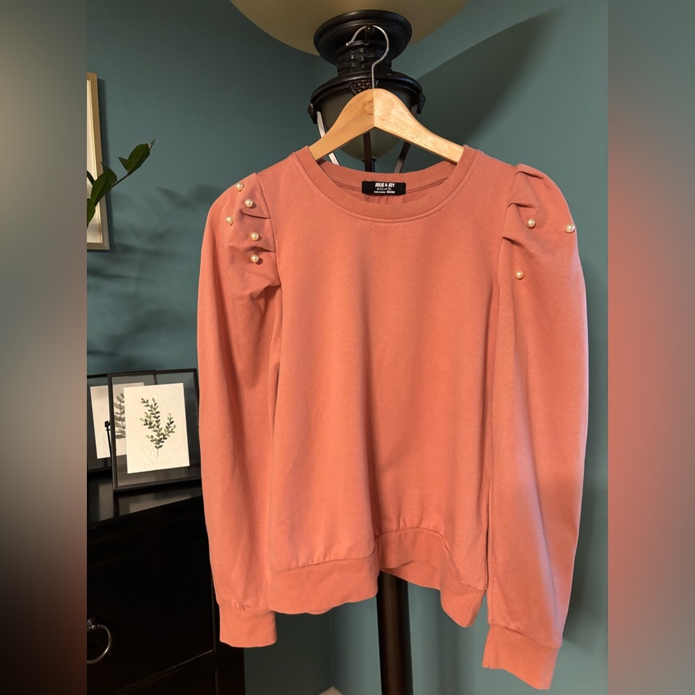 Jolie & Joy by FCT with Love Pink Sweatshirt with Pearls Women’s Medium